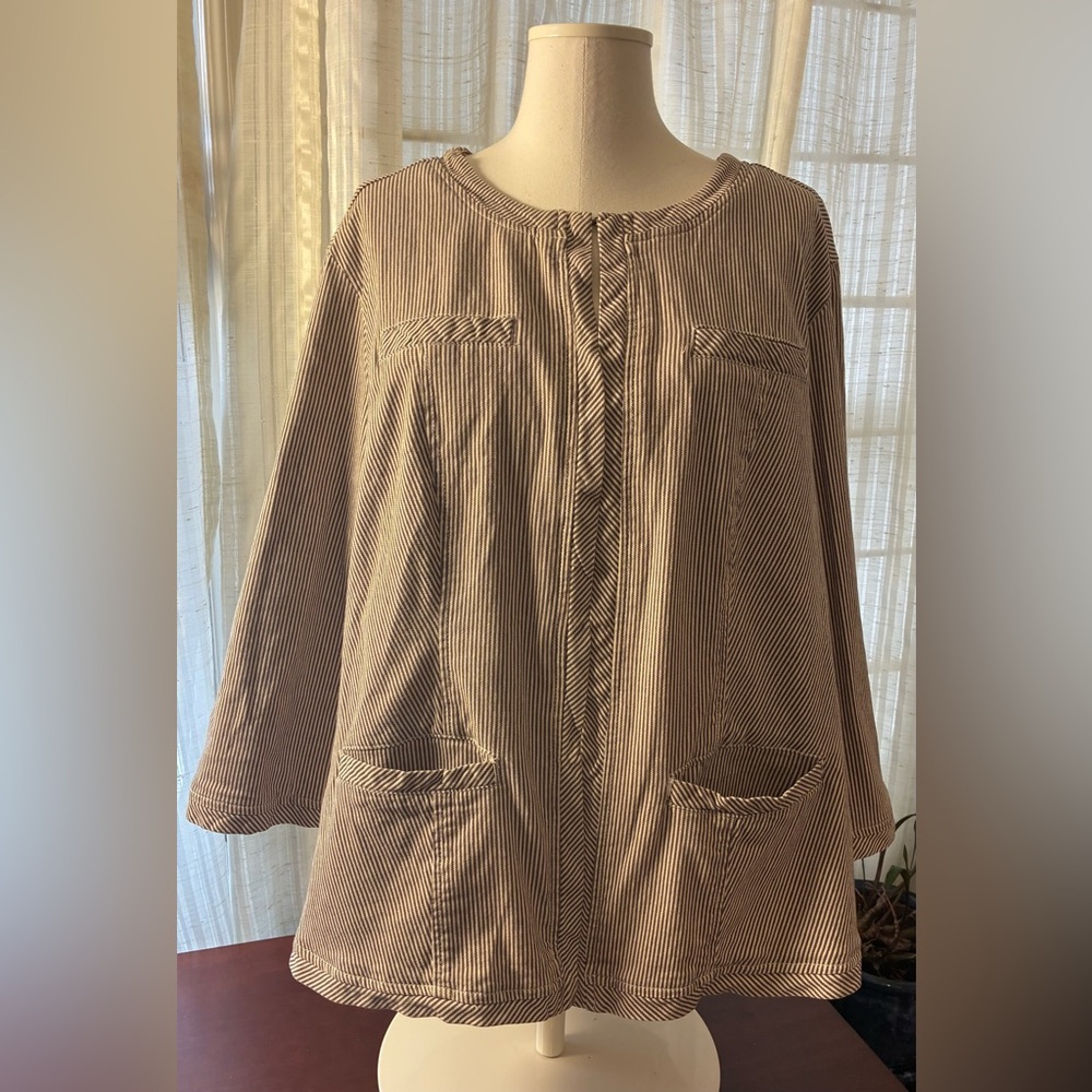 Live a Little Brown and Cream Striped Lightweight Jacket - Picture 5 of 10